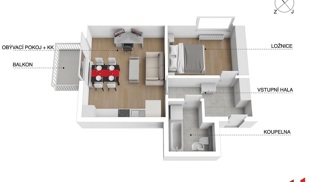 Prodej bytu 2+kk 48 m², Hostivice – náhled fotky 2