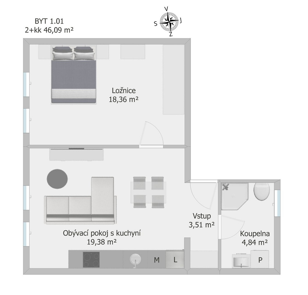 Prodej bytu 2+kk 46 m² — photo 4