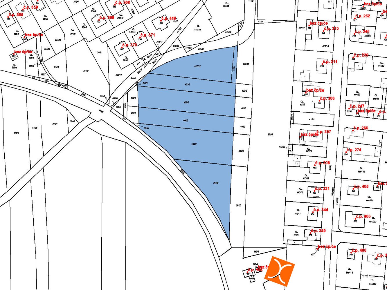 Prodej stavebního pozemku 1 707 m² – pohled 3