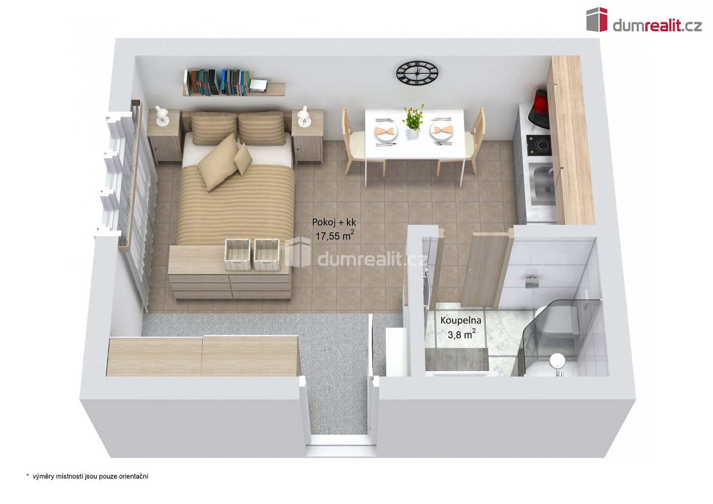 Pronájem bytu 1+kk 21 m² – pohled 6