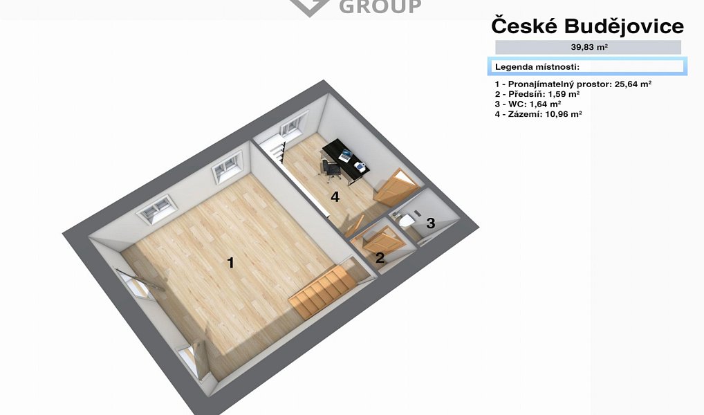 Prodej obchodních prostor 41 m², České Budějovice – náhled fotky 3