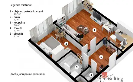 Prodej bytu 2+kk 54 m², Popelky Biliánové, Králův Dvůr, okres Beroun