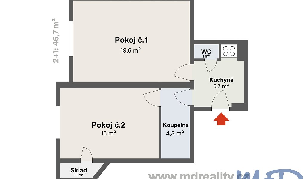 Prodej bytu 2+1 47 m², Praha – náhled fotky 2