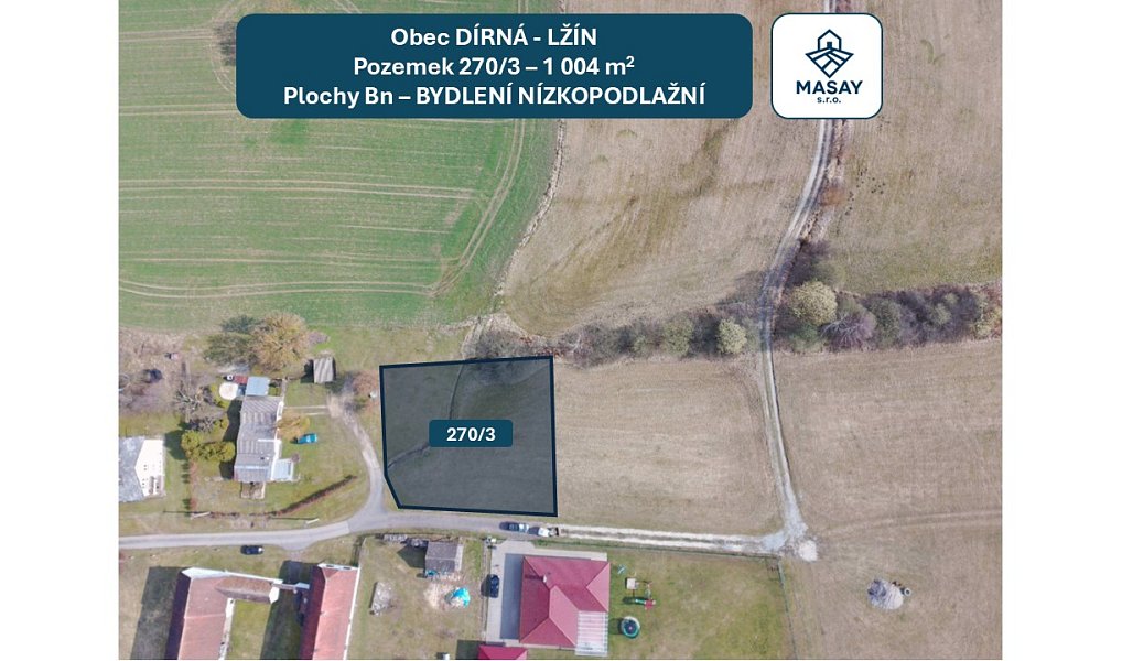 Prodej stavebního pozemku 1 004 m², Dírná – náhled fotky 4