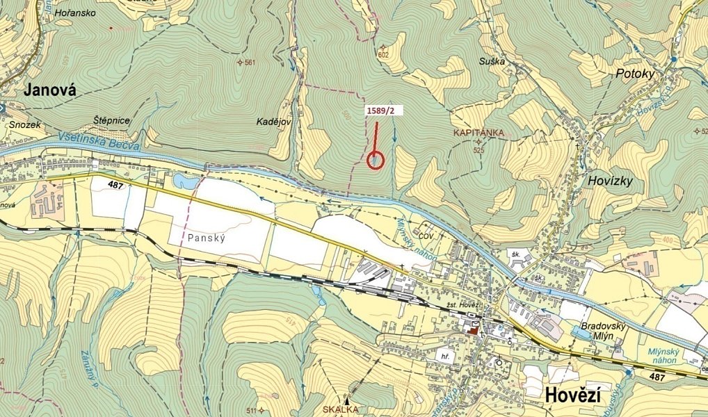 Dražba lesa, 910 m², Vsetín, Hovězí