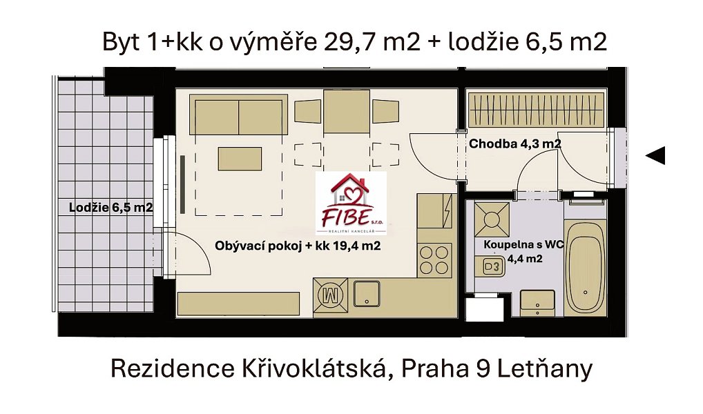 Prodej bytu 1+kk 30 m², Praha – náhled fotky 2