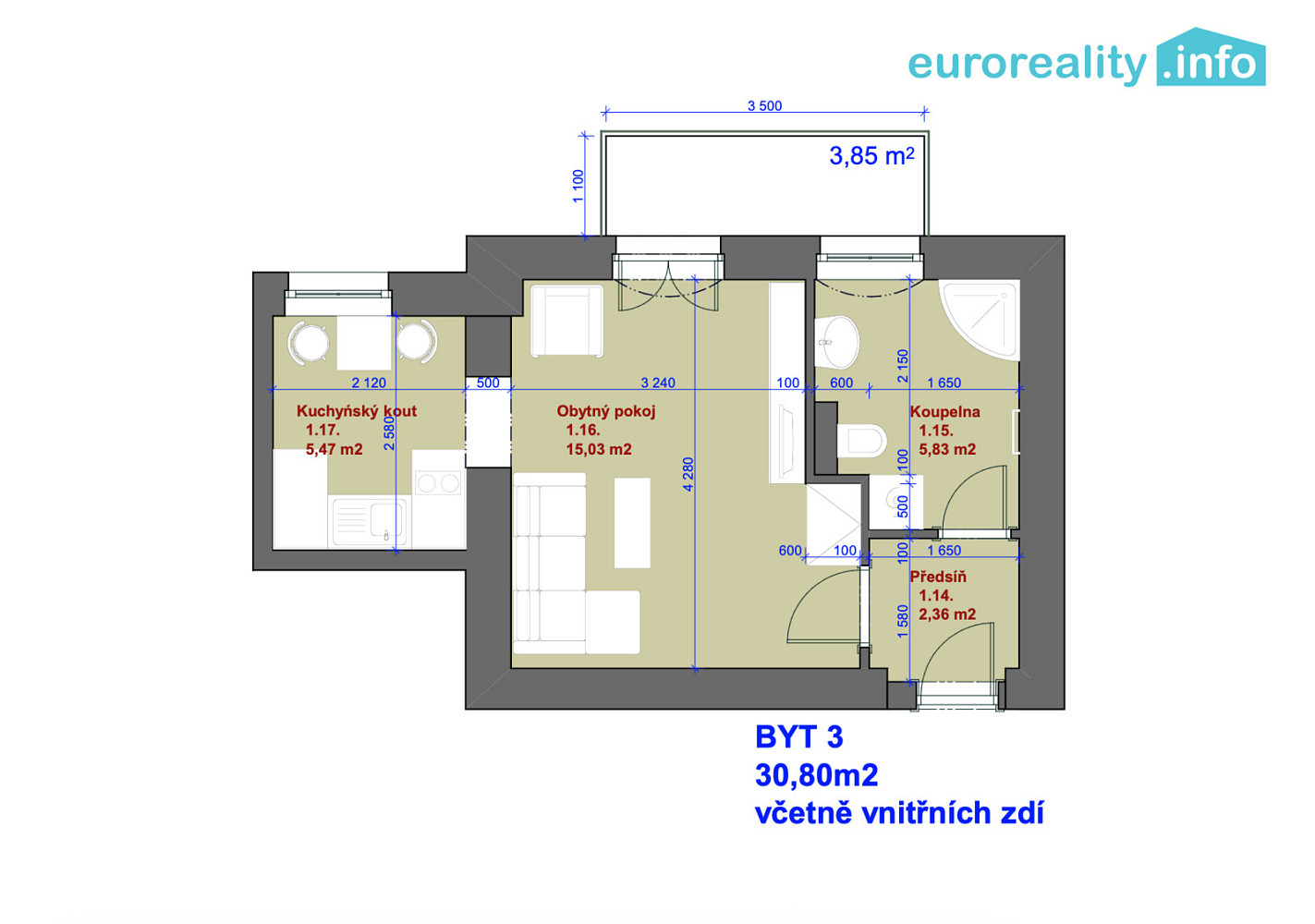 Prodej bytu 1+1 30 m² – fotografie 2