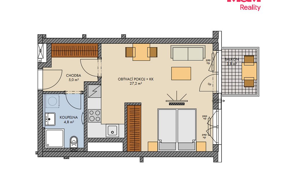 Prodej bytu 1+kk 38 m², Kralupy nad Vltavou – náhled fotky 3