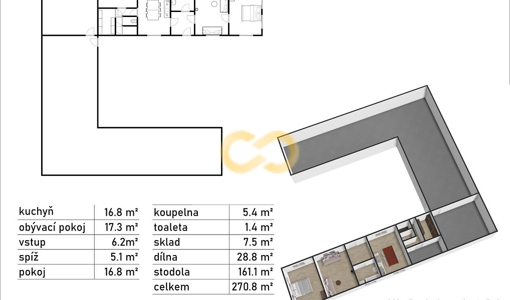 Prodej chaty/chalupy 300 m² s pozemkem 2 850 m², Žimutice – náhled fotky 3