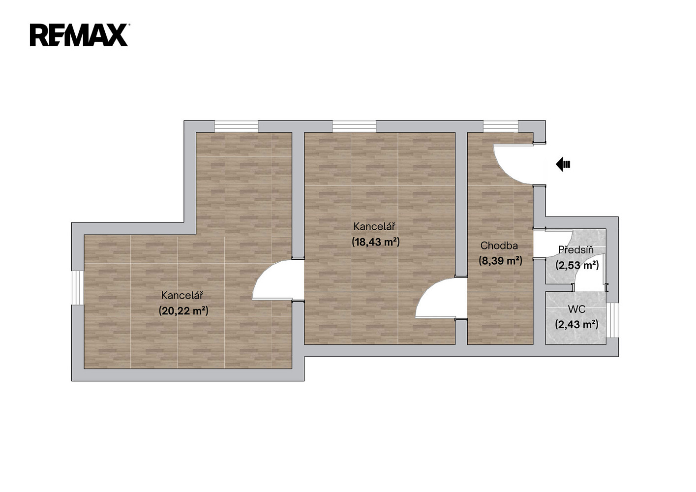 Pronájem kanceláře 53 m² – pohled 5