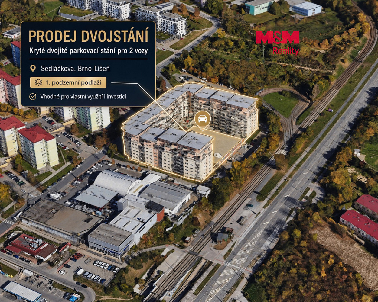 Prodej garážového stání, 26 m2, brno, ul. sedláčkova