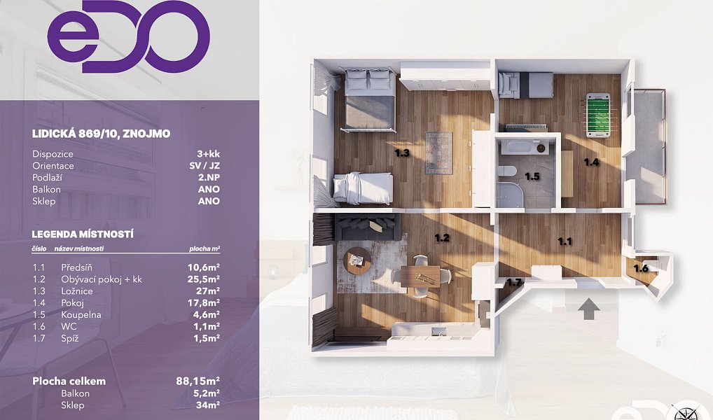 Prodej bytu 3+kk 88 m², Znojmo – náhled fotky 24