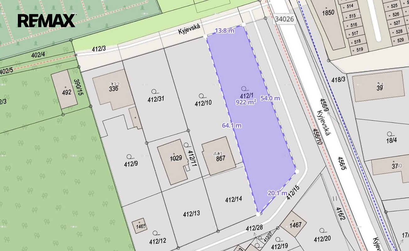 Prodej stavebního pozemku 922 m² – fotografie 2