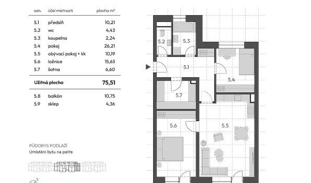 Prodej bytu 3+kk 91 m², Vyškov – náhled fotky 5
