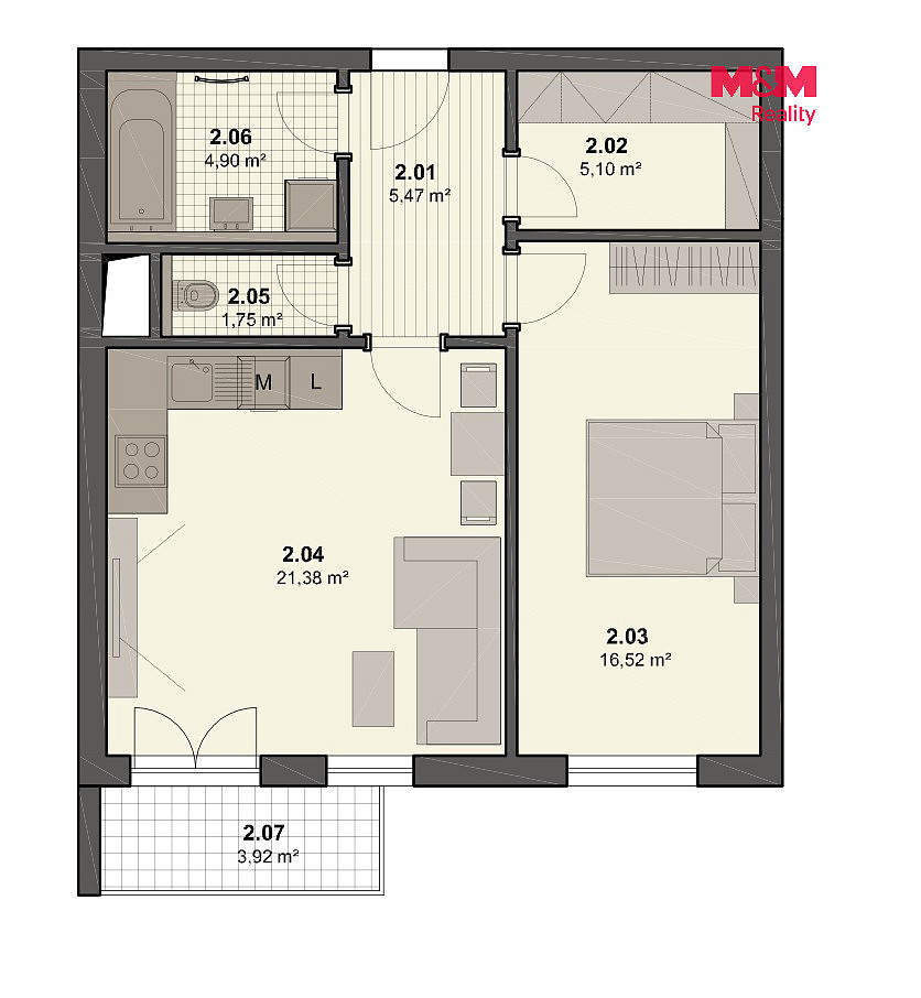 Pronájem bytu 2+kk 58 m² – fotografie 5