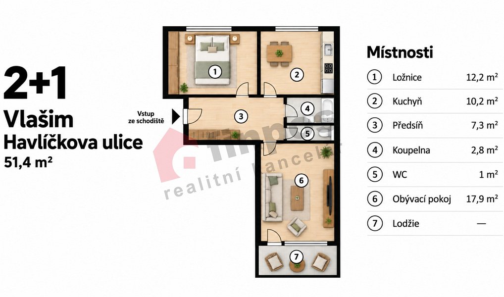 Pronájem bytu 2+1 54 m², Vlašim – náhled fotky 11