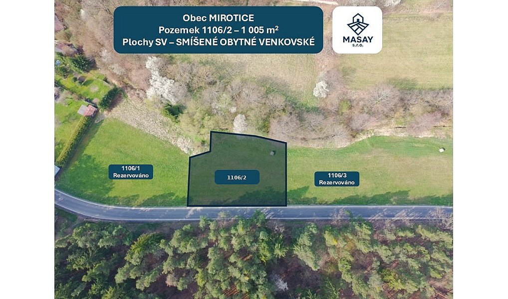Prodej stavebního pozemku 1 005 m², Mirotice – náhled fotky 4