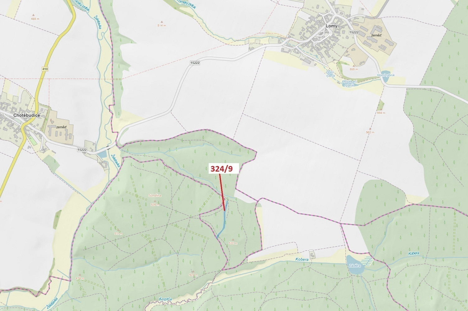 Dražba lesa 1 978 m²