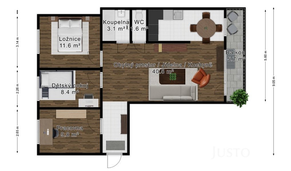 Prodej bytu 4+kk 77 m², Kamenice – náhled fotky 3