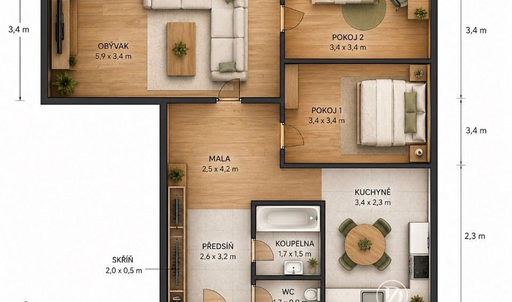 Prodej bytu 3+1 78 m², České Budějovice – náhled fotky 16