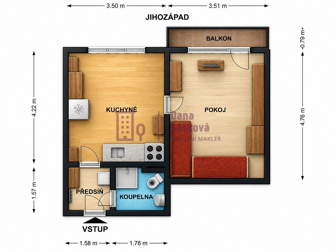 Pronájem bytu 1+1 36 m² – fotografie 4