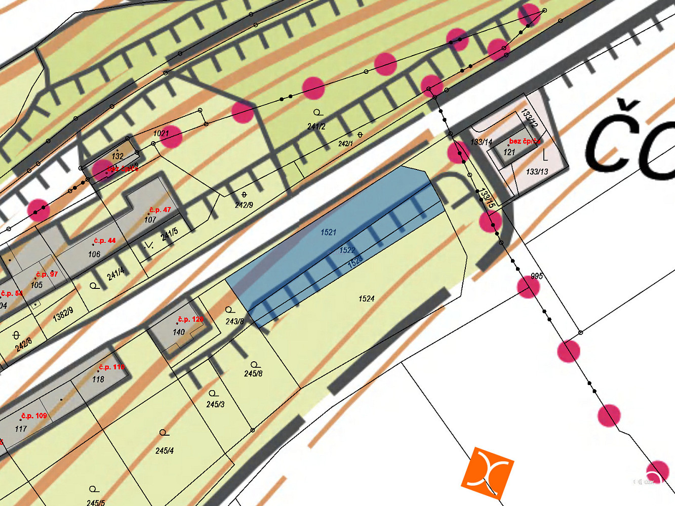 Prodej stavebního pozemku 631 m² – fotografie 3
