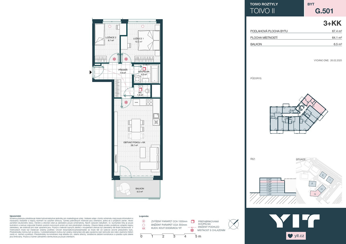 Prodej bytu 3+kk 64 m² – pohled 2