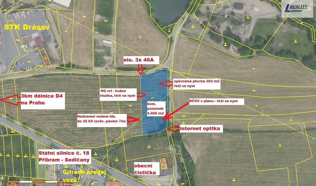 Prodej komerčního pozemku 4 000 m², Drásov – náhled fotky 4