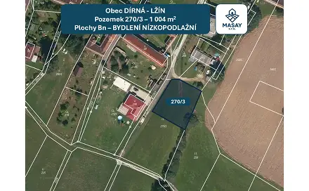 Prodej stavebního pozemku 1 004 m², Dírná - Lžín, okres Tábor