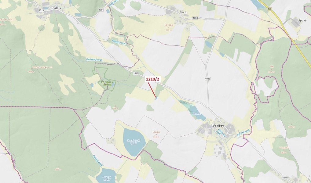 Dražba lesa, 705 m², Jindřichův Hradec, Volfířov