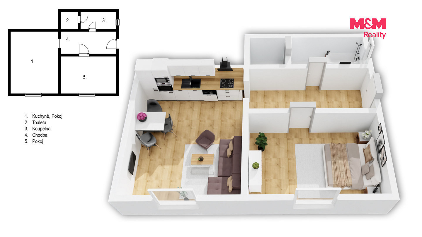 Pronájem bytu 2+kk 53 m² — photo 2