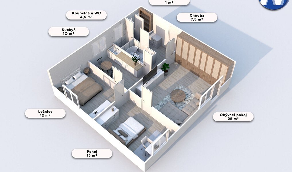 Prodej bytu 3+1 71 m², Prachatice – náhled fotky 2