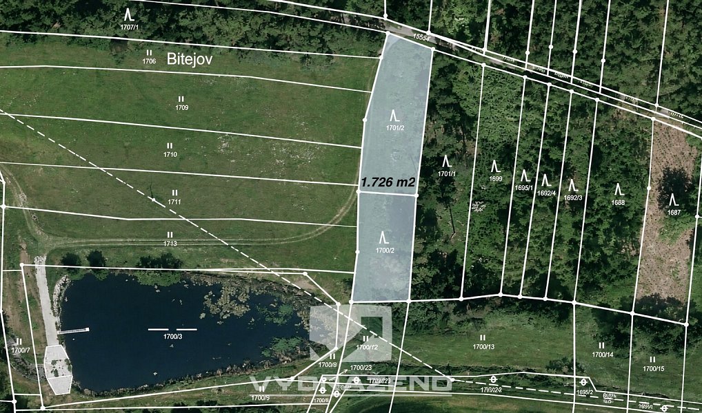 Prodej lesa, 1726 m², České Budějovice, Chrášťany