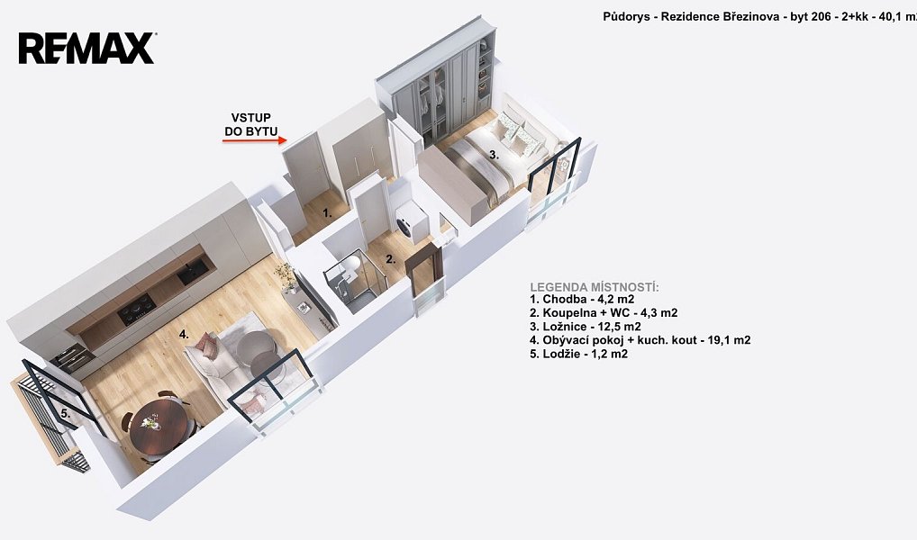 Pronájem bytu 2+kk 40 m², Prostějov – náhled fotky 3