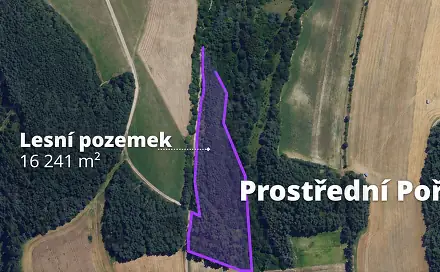 Prodej lesa 16 241 m², Prostřední Poříčí, okres Blansko