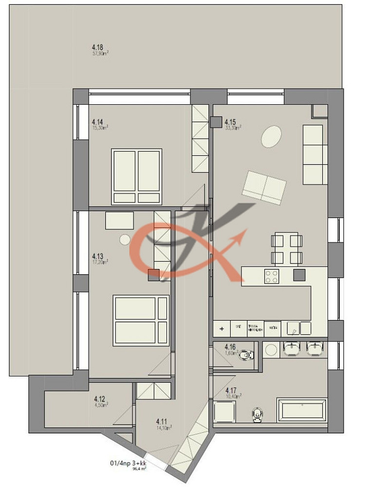 Pronájem bytu 3+kk 96 m² – fotografie 2