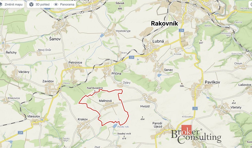 Prodej stavebního pozemku 1 588 m², Malinová – náhled fotky 3
