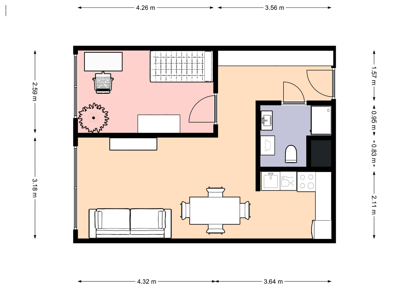 Pronájem bytu 2+kk 46 m² — photo 3