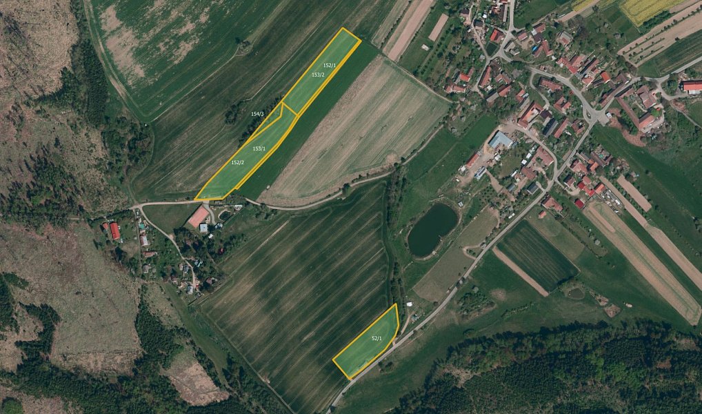 Prodej pole 8 481 m², Milešín – fotka 1 z 3