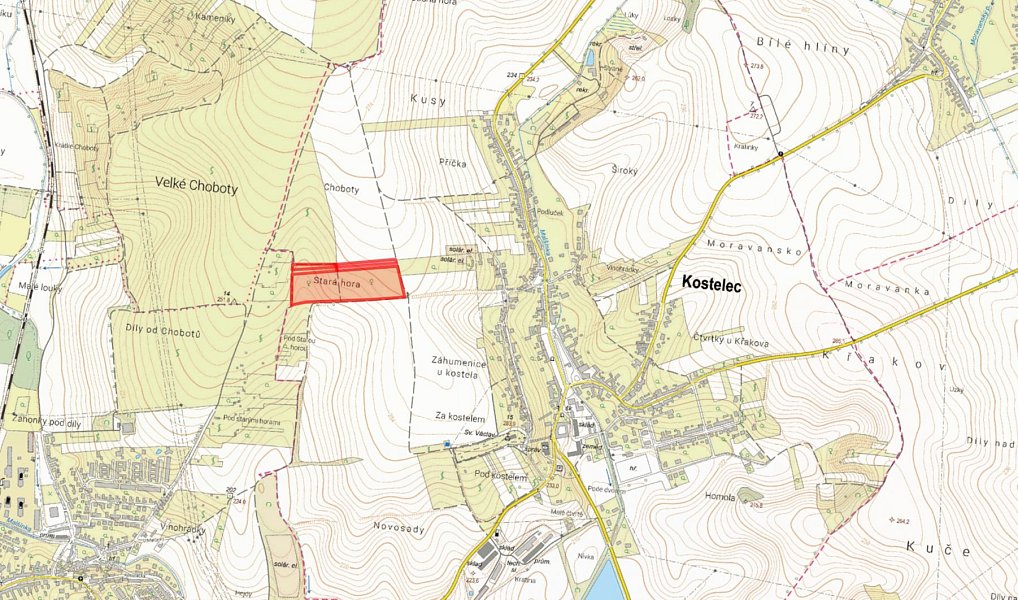 Prodej pole 38 921 m², Kostelec – náhled fotky 2