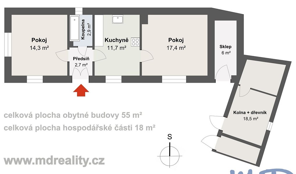 Prodej domu 55 m² s pozemkem 349 m², Stonařov – náhled fotky 2