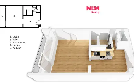 Prodej bytu 1+kk 35 m², Družstevní, Zlín