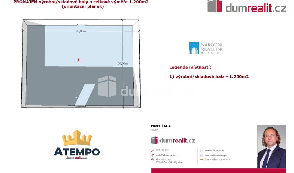 Pronájem výrobních prostor 1 200 m², České Budějovice – náhled fotky 3