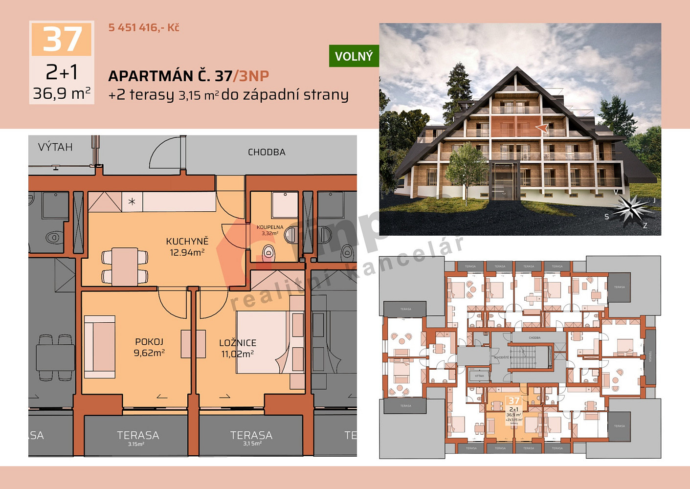 Prodej bytu 2+1 37 m²