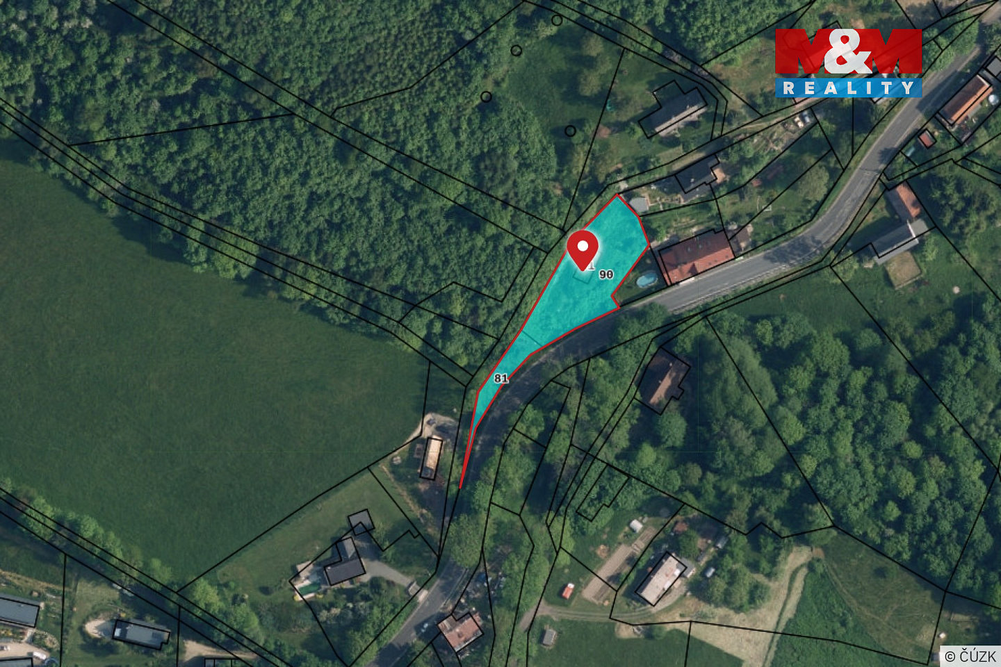 Prodej stavebního pozemku 1 359 m² – pohled 4
