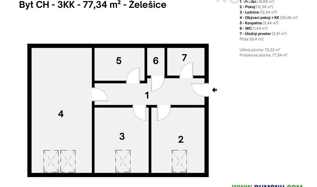 Prodej bytu 3+kk 77 m², Želešice – náhled fotky 24
