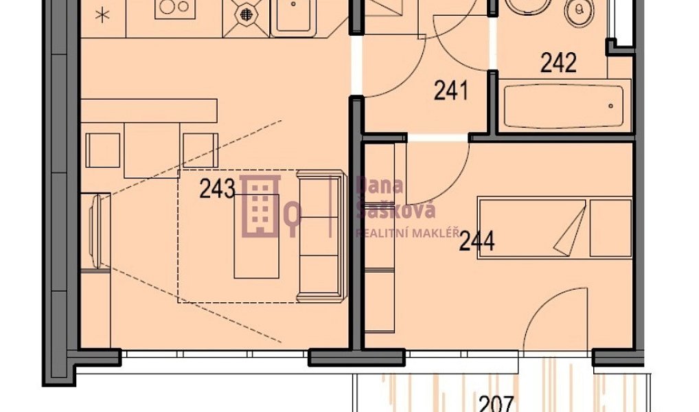 Pronájem bytu 2+kk 31 m², Jindřichův Hradec – náhled fotky 5