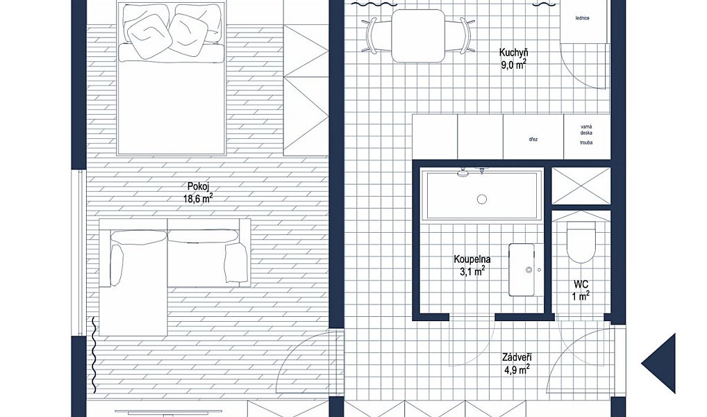 Prodej bytu 1+1 36 m², Kralupy nad Vltavou – náhled fotky 20