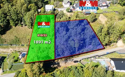 Prodej stavebního pozemku 1 891 m², Kraslice - Zelená Hora, okres Sokolov
