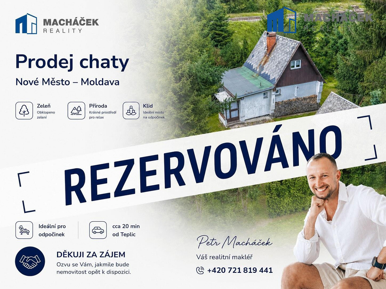 Prodej chaty/chalupy 44 m² s pozemkem 443 m² rezervováno